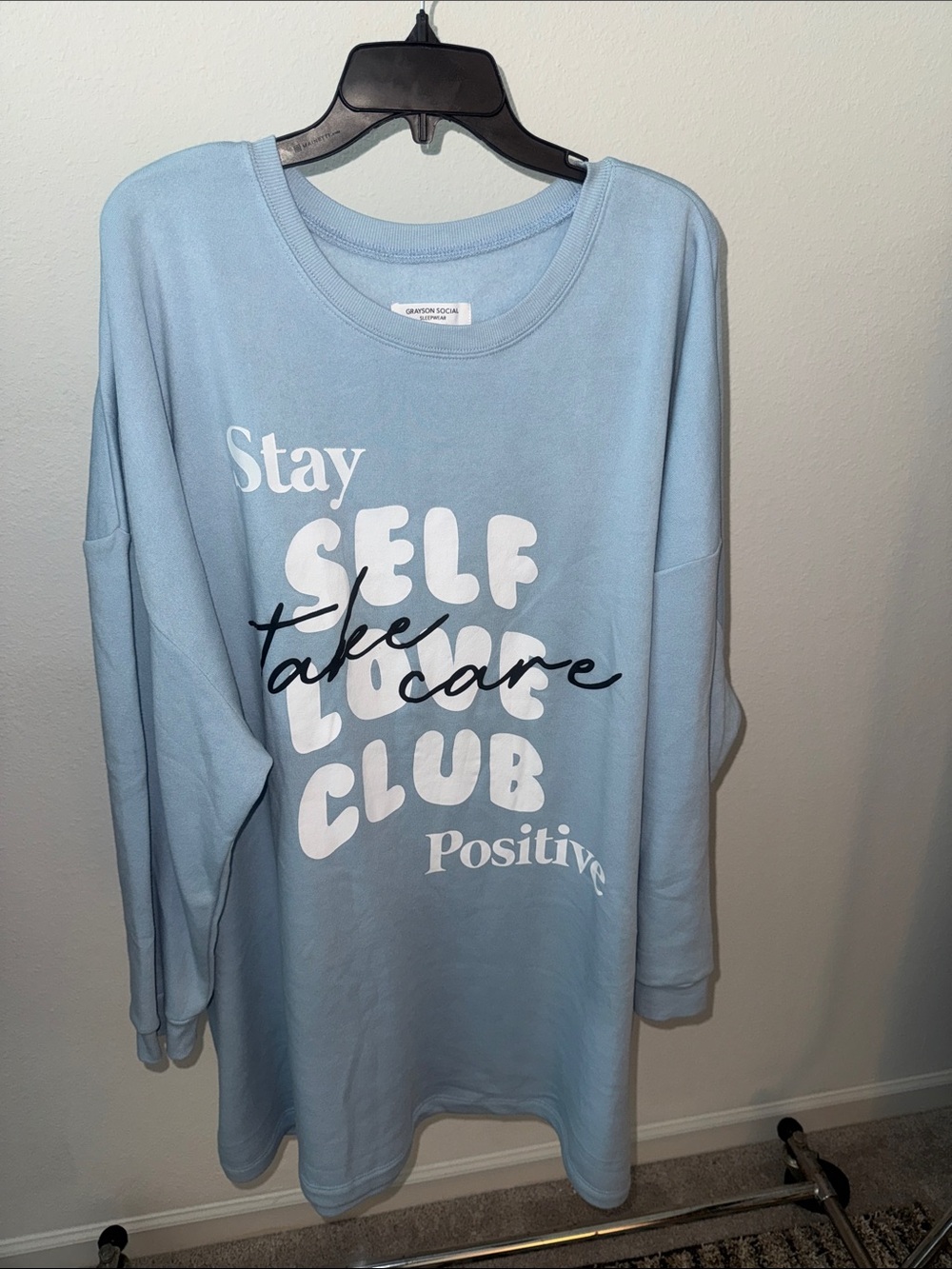 Stay Positive Self Care Club Women's Light Blue Sleep Shirt